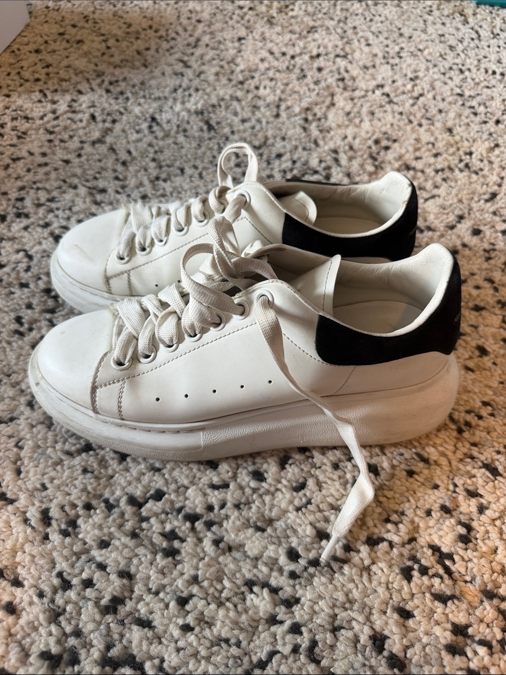 Alexander McQueen White Sneakers with Black Heel Tab